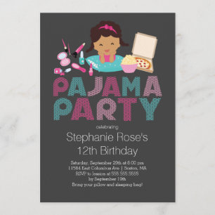 Cute Tween Pajama Birthday Party Invitation