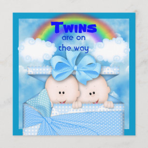 CUTE TWIN  Baby Shower BOYS Invitation