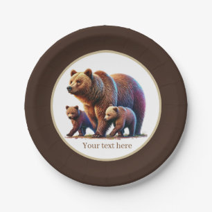 Cute twin bears baby shower  paper plate