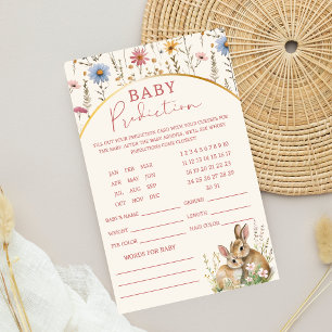 Cute Twin Bunny Wildflower Baby Shower Prediction Flyer
