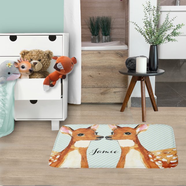 Cute Twin Fawn Deer Childrens  Bath Mat (Creator Uploaded)