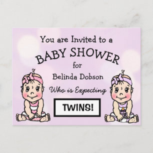 Cute Twin Girls Baby Shower Invitations
