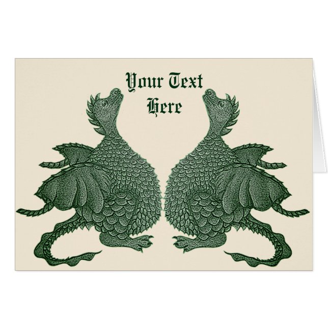 cute twin green dragon mythical fantasy creature (Front Horizontal)