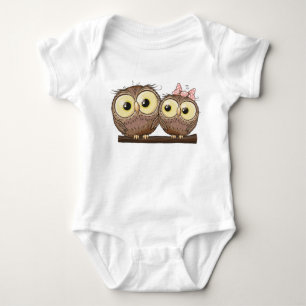 Cute Twin Owls Baby Bodysuit - Adorable Forest