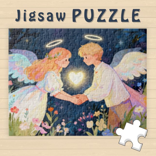 Cute Twin Soul Love Boy and Girl Angel Heart - Jigsaw Puzzle (Creator Uploaded)