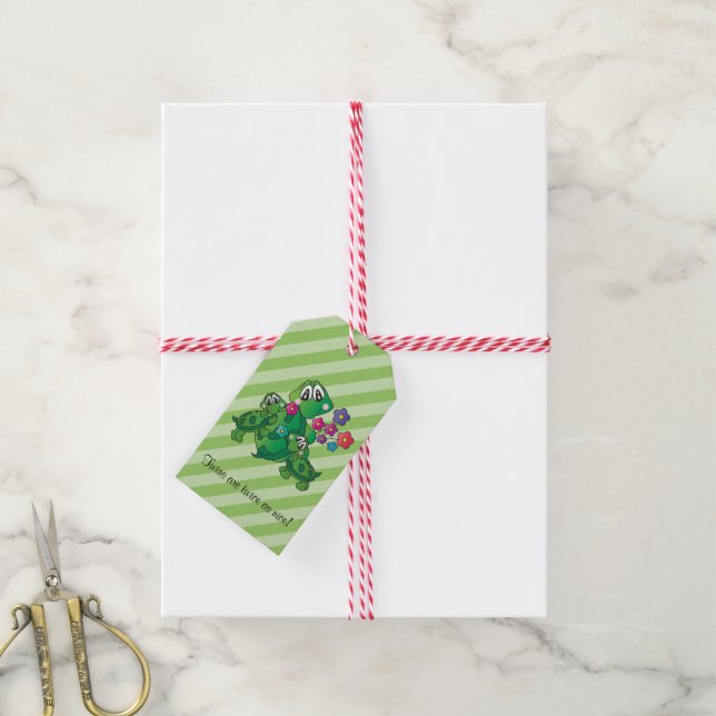 Cute Twin Turtles  Gift Tags (With Twine)