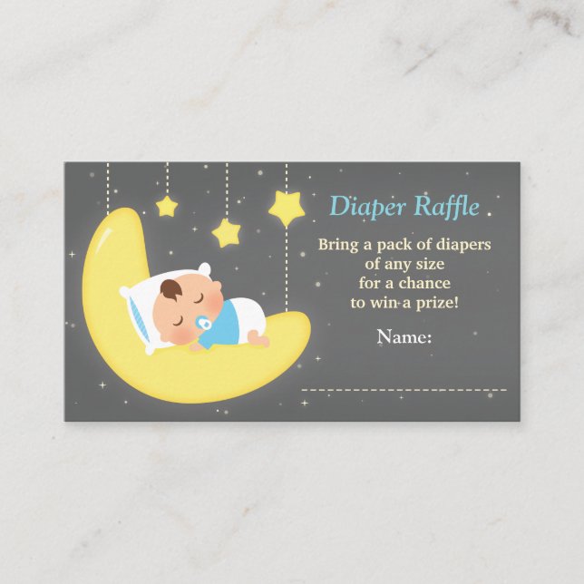 Cute Twinkle Little Star Diaper Raffle Tickets Enclosure Card (Front)