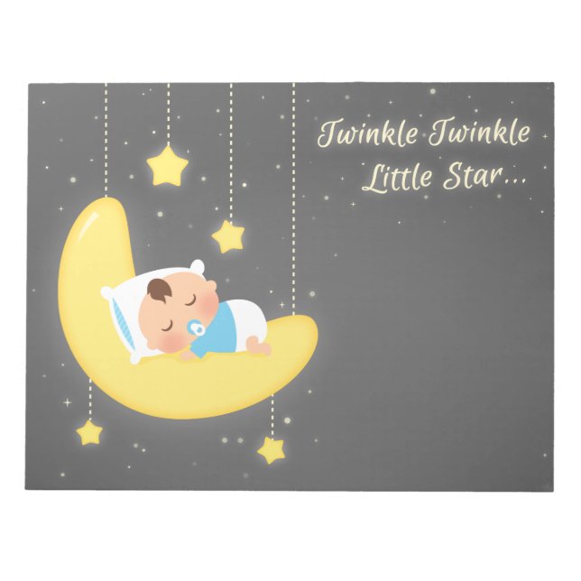 Cute Twinkle Twinkle Little Star Baby Boy Notepad (Front)