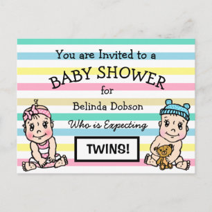 Cute Twins Baby Shower Invitations