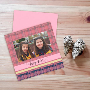 Cute Twins Framed Photo Tartan Monogrammed