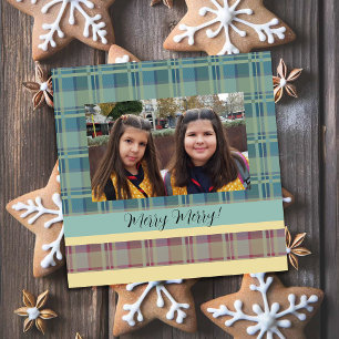 Cute Twins Framed Photo Tartan Monogrammed