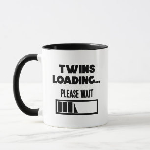 Cute twins loading add message announcement mug