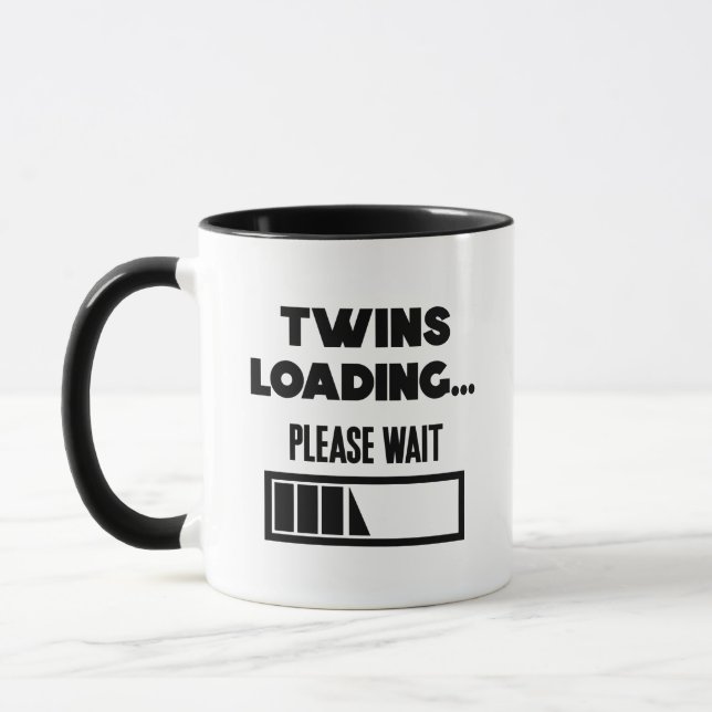 Cute twins loading add message announcement  mug (Left)