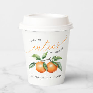 Cute Twins Orange Baby Shower Paper Cups