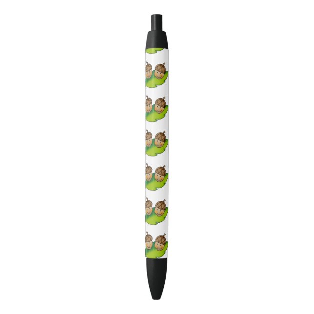 cute two acorns cartoon - personalised black ink pen (Front Vertical)