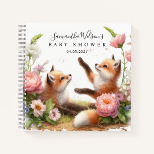 Cute Two Baby Foxes Baby Shower Guest Book