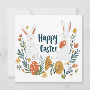 Cute Two Bunnies Easter Card
