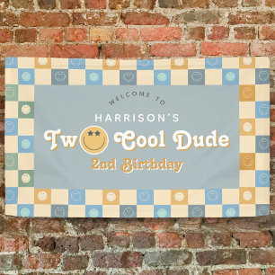 Cute Two Cool Dude Boys 2nd Birthday Welcome Banner