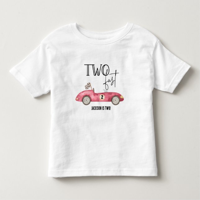 Cute TWO Fast  Red Race car 2nd birthday  Toddler T-Shirt (Front)