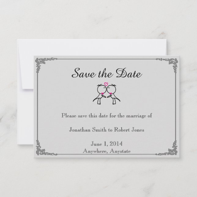 Cute Two Grooms Kissing Gay Wedding Save the Date (Front)