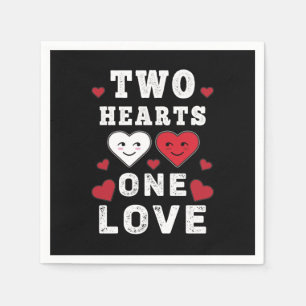 Cute Two Hearts One Love Birthday Valentine's Day Napkin