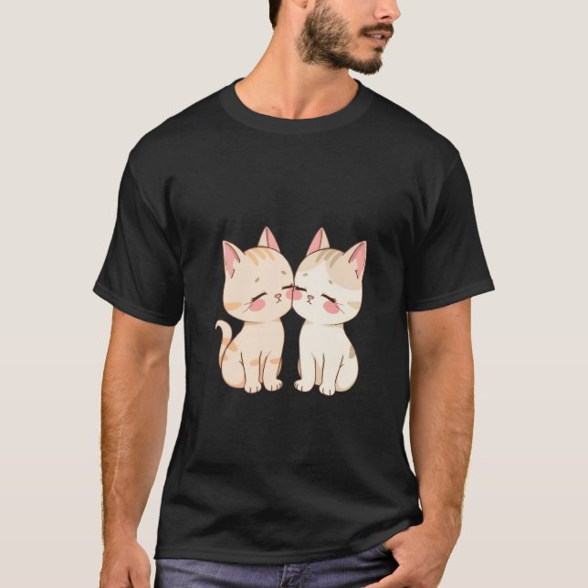 Cute Two Kittens Touching Cheeks Love Sweet Art 💕 T-Shirt (Front)