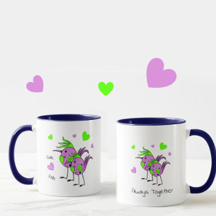 Cute two lovebirds mug