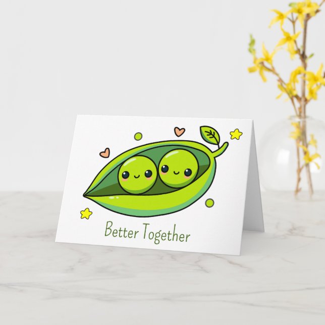 Cute Two Peas In A Pod Better Together Card (Yellow Flower)