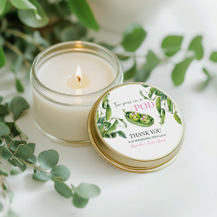 Cute Two Peas in A Pod Girl Pink Twins Baby Shower Classic Round Sticker