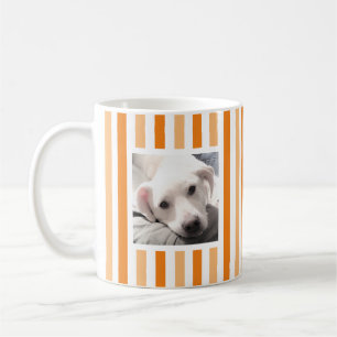 Cute Two Photos Striped White and Orange Coffee Mug
