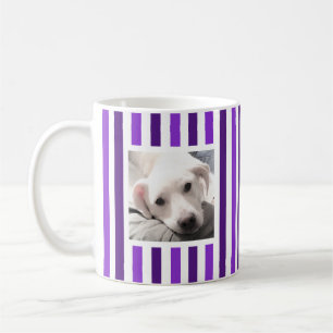 Cute Two Photos Striped White and purple Coffee Mug