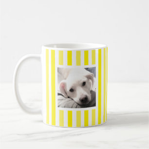 Cute Two Photos Striped White and Yellow Coffee Mug