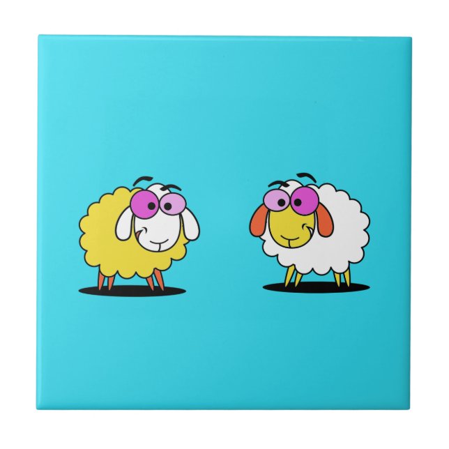 Cute Two Sheep Friendship  Ceramic Tile (Front)