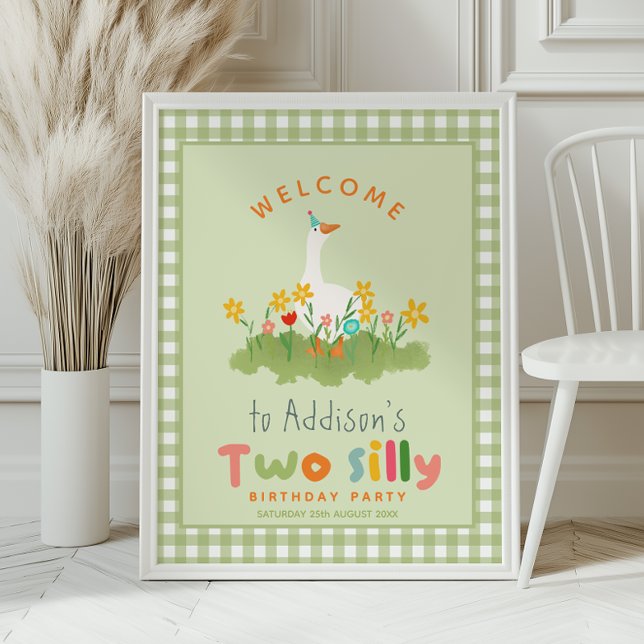 Cute Two Silly Farm Goose Birthday Welcome Sign (Creator Uploaded)