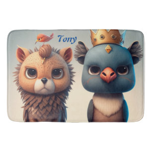Cute two wild animal friends bath mat