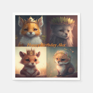 Cute two wild animal friends  napkin