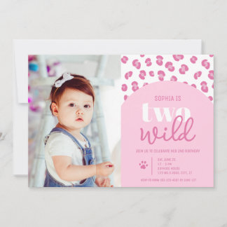 Cute Two Wild Girl 2nd Birthday Invitation