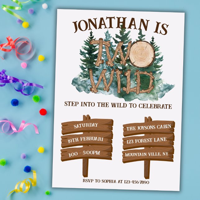 Cute Two Wild Safari Jungle Camping 2nd birthday  Invitation (Creator Uploaded)