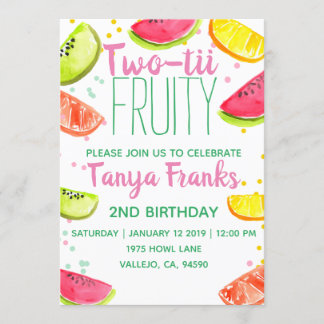 Cute twotii fruity 2 year old birthday invitation