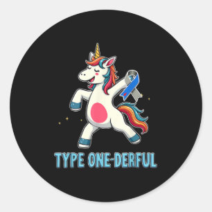Cute Type 1 Diabetes Awareness T1d Type One-derful Classic Round Sticker