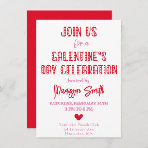Cute Typography Galentine's Day Celebration Invitation
