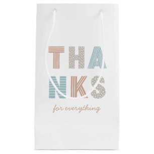 Cute typography lettering. Pastel thanks business Small Gift Bag