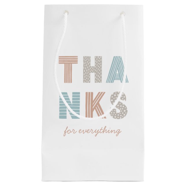 Cute typography lettering. Pastel thanks business Small Gift Bag (Front)
