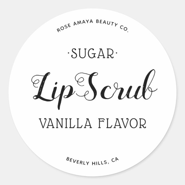 Cute Typography Sugar Lip Scrub Product Label (Front)