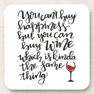 Cute Typography Wine Humour Coaster