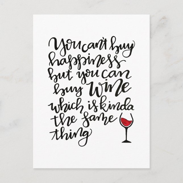 Cute Typography Wine Humour Postcard (Front)