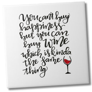 Cute Typography Wine Humour Tile