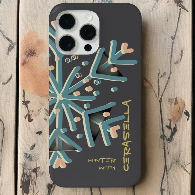 Cute typography winter snowflake girly  grey teal  Case-Mate iPhone case (Creator Uploaded)