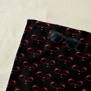 Cute ufo face monster beach towel