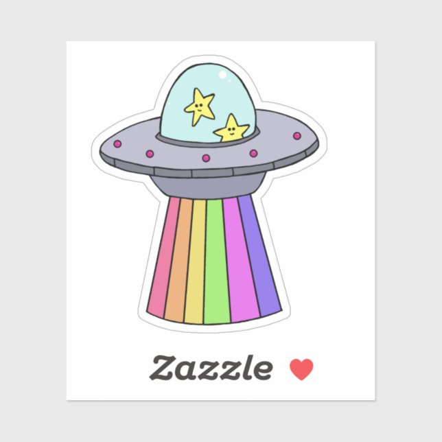 Cute UFO Rainbow Sticker (Sheet)